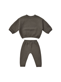 Quincy Mae Quilted Sweater + Pant Set | Charcoal