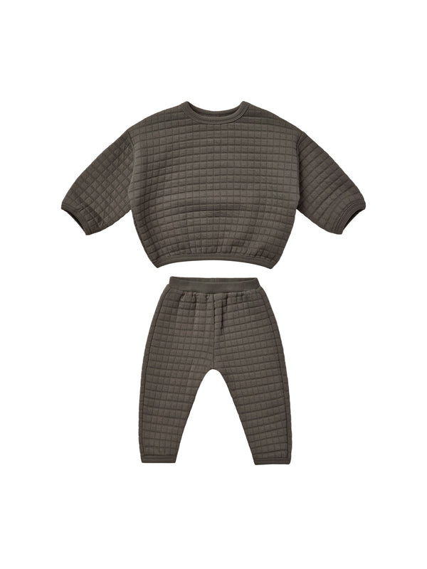 Quincy Mae Quilted Sweater + Pant Set | Charcoal