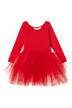 B.F.F. Baby & Little Girl Tutu Long Sleeve Dress in Rosie Red – iloveplum